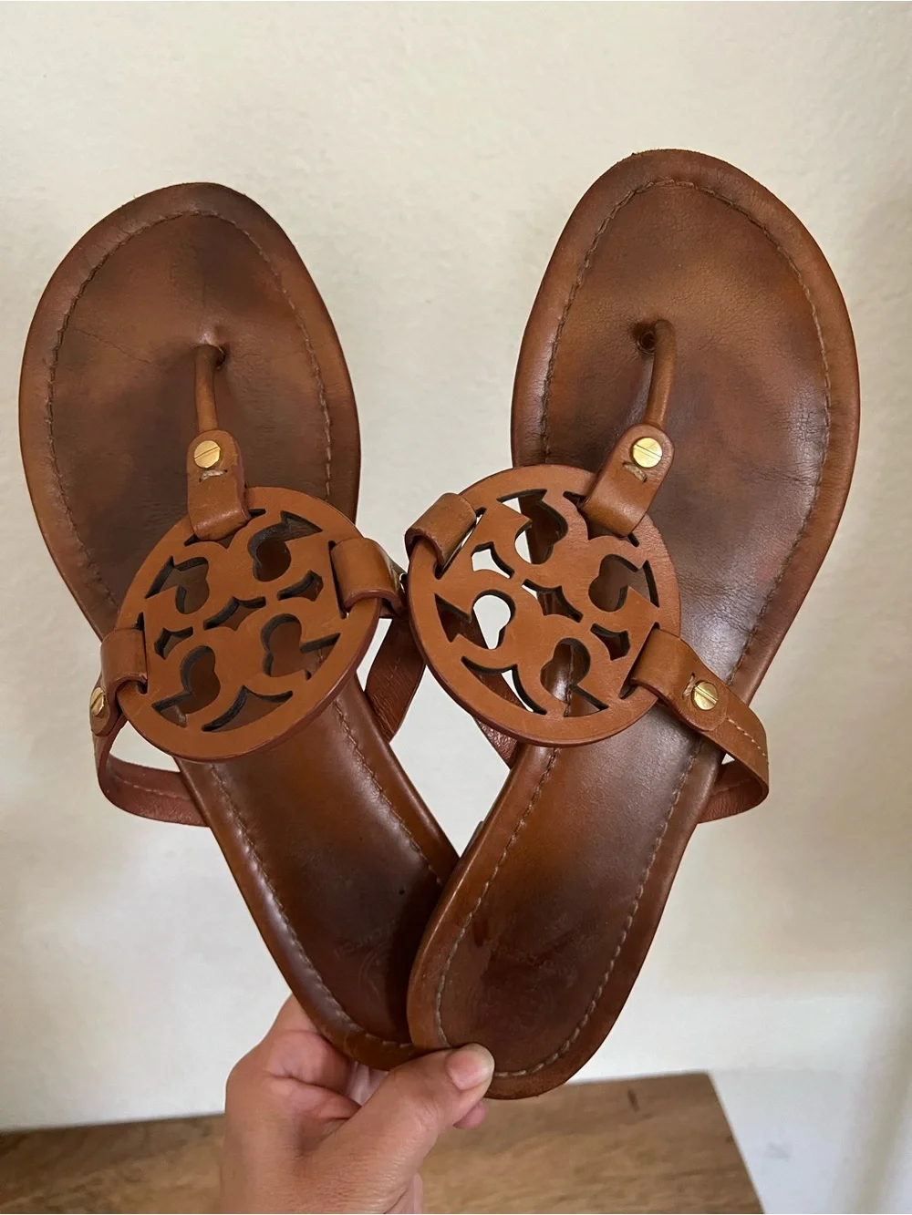 Tory Burch Miller Brown Leather Sandals Size 11 M